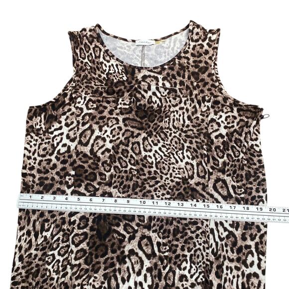 Calvin Klein NWT Leopard Print Sleeveless Jersey Hi-Low Sundress SZ 16W - Picture 8 of 9